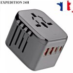 Adaptateur de voyage universel avec 2 usb et 2 type c prise