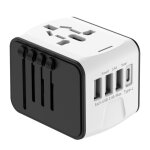 Adaptateur de voyage universel - blanc - 3 usb - 1 type c - 1500w - compact et pratique Adaptateur de voyage universel - blanc - 3 usb - 1 type c - 1500w - compact et pratique