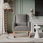 Adwolt fauteuil � bascule rocking chair avec rangement de poche chaise � bascule avec pieds en bois massif ...