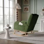 Adwolt fauteuil � bascule rocking chair avec rangement de poche chaise � bascule avec pieds en bois massif ...
