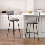 Tabouret de bar - adwolt - lot de 2 - cuir pu - m�tal - hauteur 65cm - gris