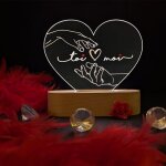 Adzif. biz veilleuse c?ur saint valentin lampe led c?ur romantique veilleuse cadeau couple - bois / verre ...