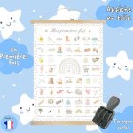 Affiche - mes premires fois - cadeau de naissance - 30x40cm - cadre magntique - tampon inclus