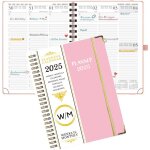 Agenda 2025 semainier 21. 7 x 15. 8 cm planner vertical scolaire 12 mois 2025 avec couverture souple ...