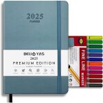 Agenda 2025couverture souple en pu cuirsemainier 12 mois (janv. 2025 - dc. 2025) avec 18 stylo feutre ...