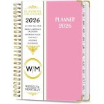 Agenda 2026 - a5(16 x 22 cm) - mensuel & semainier planning - janvier 2026  dcembre 2026 - rose