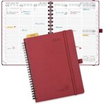 Agenda 2026 semainier 22 x 165 cm - couverture souple en pu cuir spirale 12 mois avec rgle signet papier ...