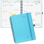 Agenda 2026 semainier 22 x 165 cm - couverture souple en pu cuir spirale12 mois avec rgle signet papier ...