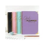 Agenda noir calendrier rendez - vous carnet spirale couverture dorée relief quotidien Agenda noir calendrier rendez - vous carnet spirale couverture dorée relief quotidien