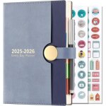Agenda scolaire 2025 - 2026 format a5 page par jour daot 2025  aot 2026 couverture rigide avec stylo ...