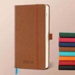 Agenda semainier 2025 2026 au format a6 (164 x 96 cm) avec pages de notes et pages de notes en cuir vgtalien ...