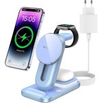 Agptek 4 en 1 mag - safe station de charge sans fil universel rapide avec veilleuse adaptateur pour iphone ...