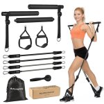 Agptek lastiques de musculation barre de pilates avec 4 bandes de rsistance lastique 20 / 40lbs ou ...
