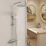 Aica colonne de douche thermostatique ensemble de douche ronde avec 3 modes douchette � main r�glable ...