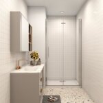 Aica porte de douche pliante 100x185cm en verre anticalcaire installation en niche Aica porte de douche pliante 100x185cm en verre anticalcaire installation en niche
