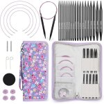 Aiguilles circulaires interchangeables en aluminium - 9 paires 30 � 80 mm - kit d�butant pour layette ...