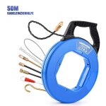 Aiguille electricien spirale tire fil 45mm 50m c�ble de traction avec 7 adaptateur en fibre de verre ...