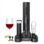 Aikaro - ouvre bouteille electrique tire bouchon screwpull automatique rechargeable (set avec base)