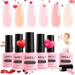 Aimeili 6 en 1 builder base gel set 6pcs 8ml naturel nude rose - gel de construction pour extensionrparation ...
