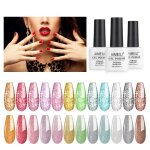 Aimeili paillettes ongles semi permanent 12 couleurs 8ml sparkle glitter gel vernis  ongles uv led soak ...