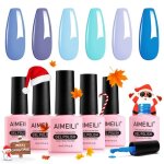 Aimeili sans hema vernis semi permanent set 6 couleurs bleu 8ml lot vernis  ongles gel soak off uv led ...
