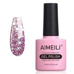 Aimeili soak off uv led vernis  ongles gel semi - permanent violet paillettes gel polish purple - princess ...