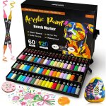 Feutres acryliques - aimiuvei - 120 couleurs (60 pcs) - double pointe pinceau / fin - encre � base deau ...