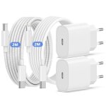 Aimiuvei 2pcs chargeur rapide 20w pd prise secteur 2m câble lightning / type - c pour iphone 16 / 15 ... Aimiuvei 2pcs chargeur rapide 20w pd prise secteur 2m câble lightning / type - c pour iphone 16 / 15 ...