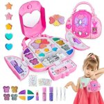 Aimiuvei ensemble de maquillage pour enfants filles 31 pcs trousse de cosm�tique lavable jouet de maquillage ...