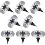Aimoonsa lot de 8 spots solaires ext�rieurs led ip65 - inox / abs blanc froid 600 mah allumage automatique ...