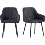 Lot de 2 chaises en simili - cuir avec accoudoirs - ainpecca - et dossier large pour salle  manger - ...