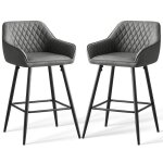 Ainpecca lot de 2 tabourets de bar accoudoirs avec dossier motif diamant en simili - cuir pieds m�talliques ...