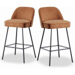 Ainpecca - lot de 2 tabourets bar fixe en toile orange sans accoudoirs coussin �pais confortable dossier ...