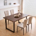 Ainpecca - lot de 4 chaise de salle � manger en simili - cuir dossier haut sans accoudoirs pieds en m�tal(beig ...