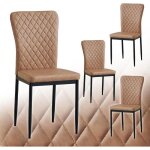 Ainpecca lot de 4 chaises simili - cuir caf dossier haut losange sans accoudoirs pieds mtal