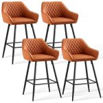 Ainpecca lot de 4 tabourets de bar accoudoirs avec dossier motif diamant en simili - cuir pieds métalliques ... Ainpecca lot de 4 tabourets de bar accoudoirs avec dossier motif diamant en simili - cuir pieds métalliques ...