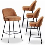 Ainpecca - lot de 4 tabourets bar fixe en toile orange sans accoudoirs coussin �pais confortable dossier ...