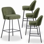 Ainpecca - lot de 4 tabourets bar tissu coton / lin pied mtal coussin  ressorts - cuisine / salon / ...