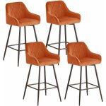 Lot de 4 tabourets de bar en velours orange avec accoudoirs - ainpecca - dossier grand motif diamant ...