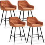 Ainpecca - lot de 4 tabourets de bar fixe avec accoudoirs et repose - pieds dossier � motif diamant en ...