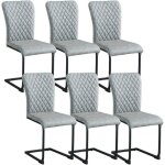 Lot de 6 chaises cantilever en simili - cuir - gris - confort ergonomique - facile a nettoyer - salle ...