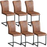 Lot de 6 chaises cantilever en simili - cuir - marron - confort ergonomique - facile a nettoyer - salle ...