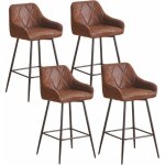 Lot de 4 tabourets de bar en velours marron avec accoudoirs - ainpecca - dossier grand motif diamant ...