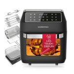 Air fryer gourmetmaxx de 12l friteuse  air chaud avec 10 programmes cran tactil minuterie et brochettes ...
