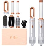 Airbrush 6 en 1brosse soufflante avec seche cheveux 1000w boucleur a air brosse lissante chauffante thermal ...