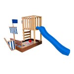 Aire de jeux - axi - vicky - bois massif - toboggan bleu - bac � sable inclus