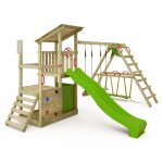 Tour de jeux bois fatmoose fruityforest fun xxl avec surfswing et toboggan 220 cm vert pomme ? 10 ans ...