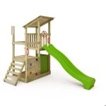 Tour de jeux bois fatmoose fruityforest fun xxl avec toboggan 220 cm vert pomme et bac � sable ? 10 ans ...
