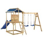 Aire de jeux dext�rieur balan�oires toboggan portiques robuste jeux jardin 300 x 220 x 200 cm bois de ...