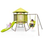 Aire de jeux enfant extrieur ? dreamade - portique en fer - toboggan ? balanoire - chelle - sige ...